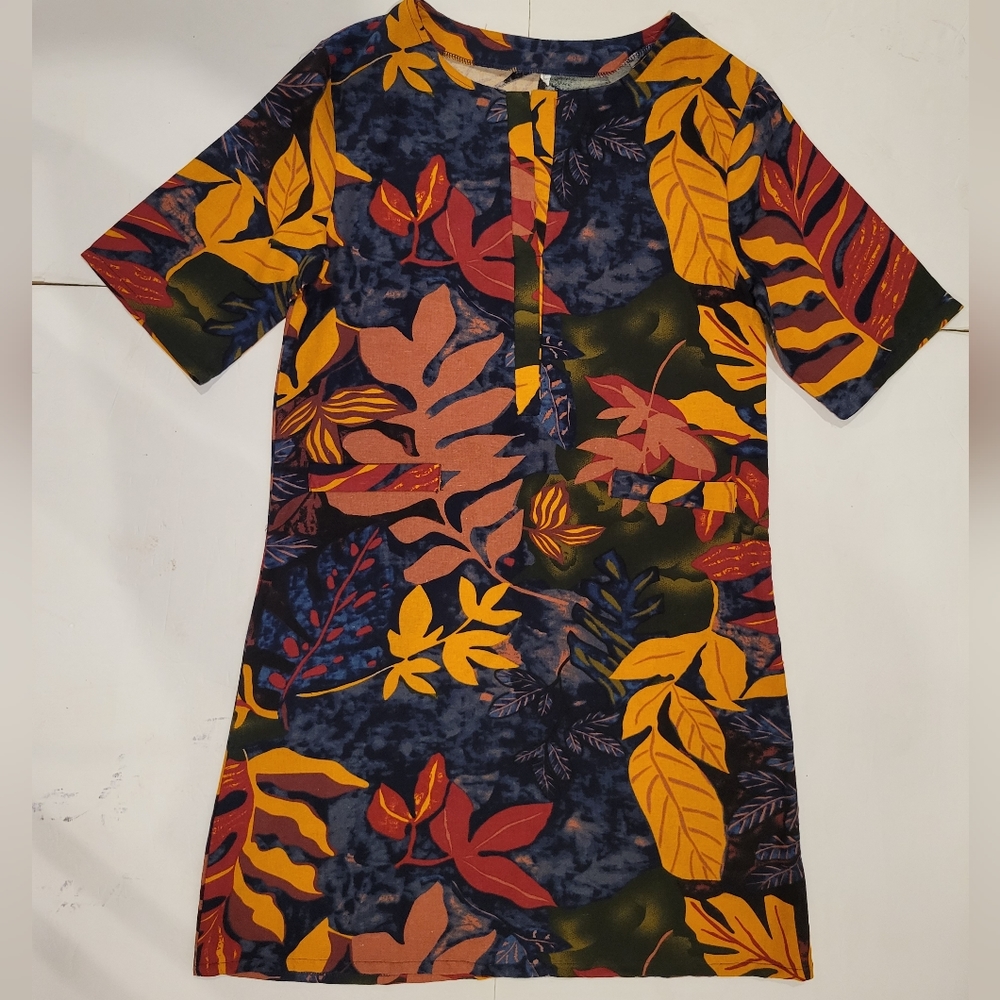 cotton floral pullover dress small
